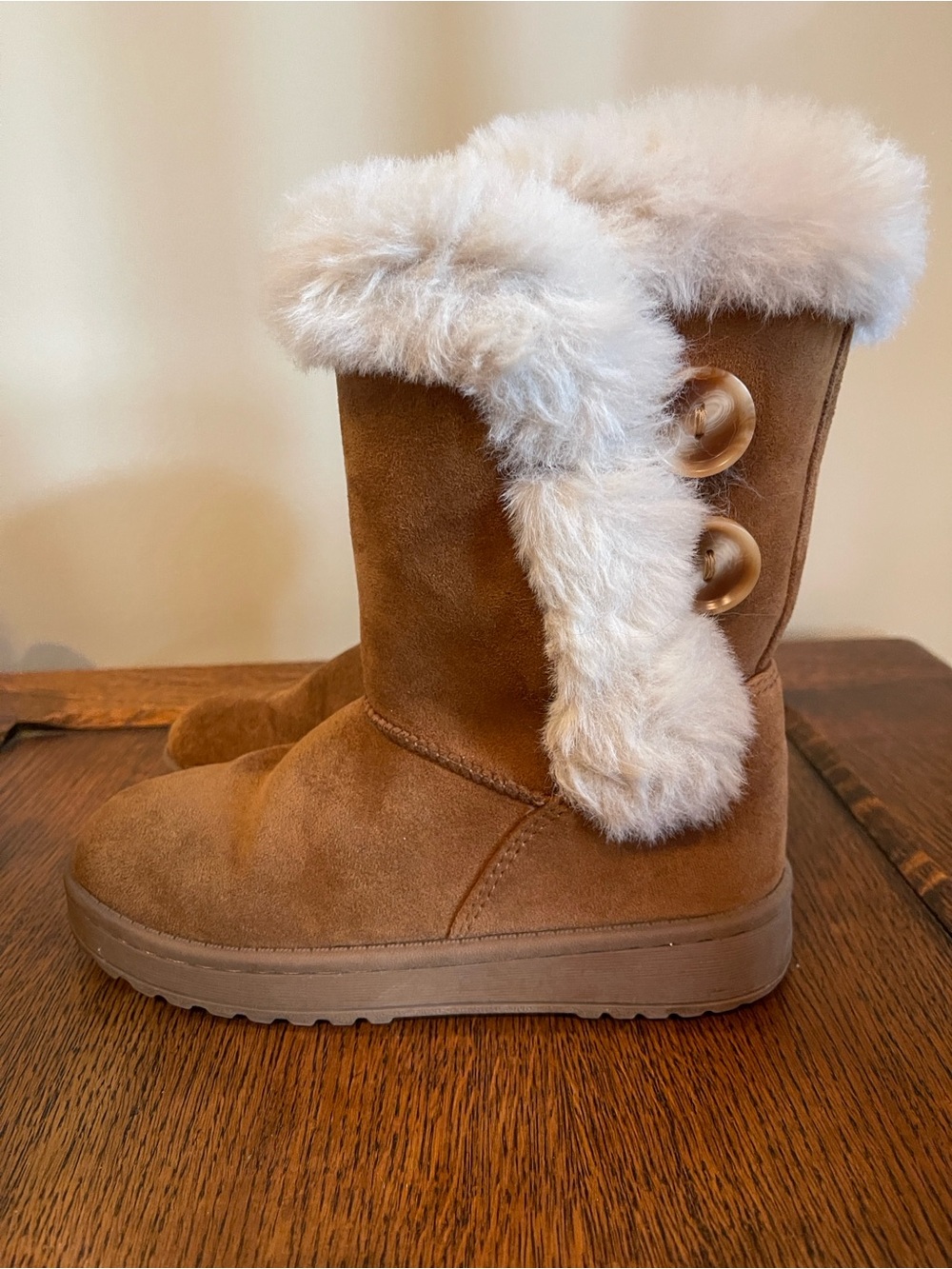 SO Kids Faux-Fur Button Boots - Chestnut